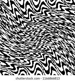 Curve Random Chaotic Lines Abstract Geometric Pattern Texture, Modern, Contemporary Art Illustration with Black White Striped Lines, Wavy, Curving Distortion Effect, Bending, Warped Lines