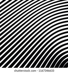 Curve Random Chaotic Lines Abstract Geometric Pattern Texture, Modern, Contemporary Art Illustration with Black White Striped Lines, Wavy, Curving Distortion Effect, Bending, Warped Lines