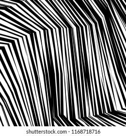 Curve Random Chaotic Lines Abstract Geometric Pattern Texture, Modern, Contemporary Art Illustration with Black White Striped Lines, Wavy, Curving Distortion Effect, Bending, Warped Lines