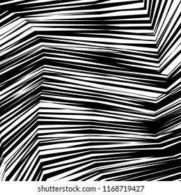 Curve Random Chaotic Lines Abstract Geometric Pattern Texture, Modern, Contemporary Art Illustration with Black White Striped Lines, Wavy, Curving Distortion Effect, Bending, Warped Lines