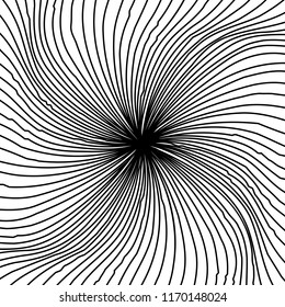 Curve Random Chaotic Lines Abstract Geometric Pattern Texture, Modern, Contemporary Art Illustration with Black White Striped Lines, Wavy, Curving Distortion Effect, Bending, Warped Lines