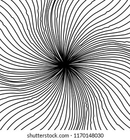 Líneas caóticas aleatorias de curva Resumen Textura de patrón geométrico, Ilustración de arte contemporáneo con líneas rayadas blancas negras, onduladas, efectos de distorsión curvada, plegado, líneas retorcidas