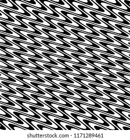 Curve Random Chaotic Lines Abstract Geometric Pattern Texture, Modern, Contemporary Art Illustration with Black White Striped Lines, Wavy, Curving Distortion Effect, Bending, Warped Lines