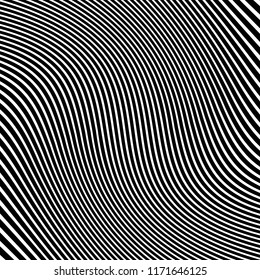 Kurven Random Chaotic Lines Abstrakte Geometrische Muster Textur, Moderne, Zeitgenössische Kunstillustration mit schwarz-weißen Streifen Linien, Wavy, Kurven Verzerrungseffekt, Bending, gezwirnte Linien