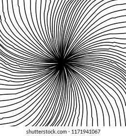 Líneas caóticas aleatorias de curva Resumen Textura de patrón geométrico, Ilustración de arte contemporáneo con líneas rayadas blancas negras, onduladas, efectos de distorsión curvada, plegado, líneas retorcidas