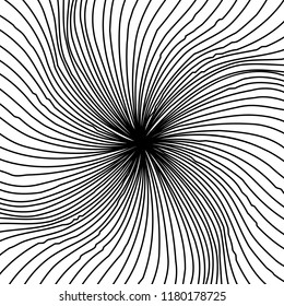 Curve Random Chaotic Lines Abstract Geometric Pattern Texture, Modern, Contemporary Art Illustration with Black White Striped Lines, Wavy, Curving Distortion Effect, Bending, Warped Lines