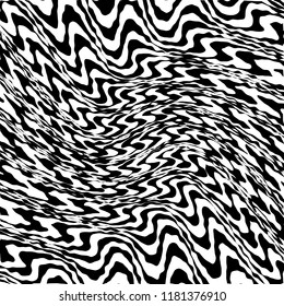 Kurven Random Chaotic Lines Abstrakte Geometrische Muster Textur, Moderne, Zeitgenössische Kunstillustration mit schwarz-weißen Streifen Linien, Wavy, Kurven Verzerrungseffekt, Bending, gezwirnte Linien