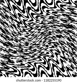 Curve Random Chaotic Lines Abstract Geometric Pattern Texture, Modern, Contemporary Art Illustration with Black White Striped Lines, Wavy, Curving Distortion Effect, Bending, Warped Lines