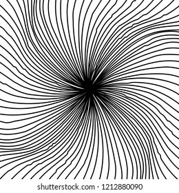 Curve Random Chaotic Lines Abstract Geometric Pattern Texture, Modern, Contemporary Art Illustration with Black White Striped Lines, Wavy, Curving Distortion Effect, Bending, Warped Lines