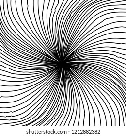 Líneas caóticas aleatorias de curva Resumen Textura de patrón geométrico, Ilustración de arte contemporáneo con líneas rayadas blancas negras, onduladas, efectos de distorsión curvada, plegado, líneas retorcidas