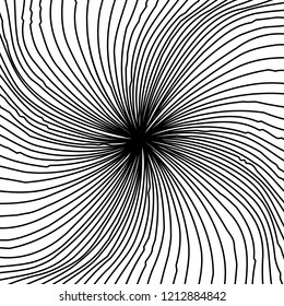 Curve Random Chaotic Lines Abstract Geometric Pattern Texture, Modern, Contemporary Art Illustration with Black White Striped Lines, Wavy, Curving Distortion Effect, Bending, Warped Lines