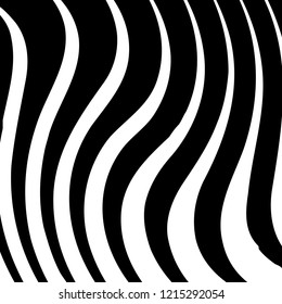Curve Random Chaotic Lines Abstract Geometric Pattern Texture, Modern, Contemporary Art Illustration with Black White Striped Lines, Wavy, Curving Distortion Effect, Bending, Warped Lines