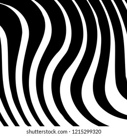 Curve Random Chaotic Lines Abstract Geometric Pattern Texture, Modern, Contemporary Art Illustration with Black White Striped Lines, Wavy, Curving Distortion Effect, Bending, Warped Lines