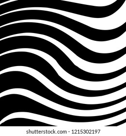 Kurven Random Chaotic Lines Abstrakte Geometrische Muster Textur, Moderne, Zeitgenössische Kunstillustration mit schwarz-weißen Streifen Linien, Wavy, Kurven Verzerrungseffekt, Bending, gezwirnte Linien
