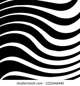 Curve Random Chaotic Lines Abstract Geometric Pattern Texture, Modern, Contemporary Art Illustration with Black White Striped Lines, Wavy, Curving Distortion Effect, Bending, Warped Lines