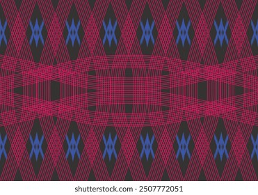 Curve red with diamond pattern seamless vector design black background