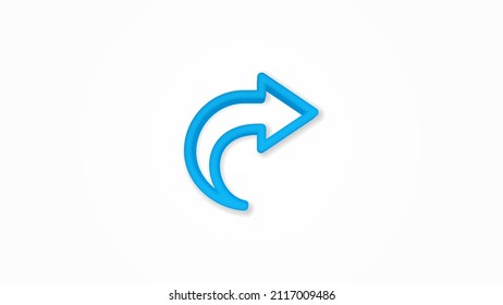 curve right direction arrow realistic icon. 3d vector illustration. Isolated line color pictogram. Transparent shadows