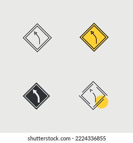 curve road ahead road sign vector icon