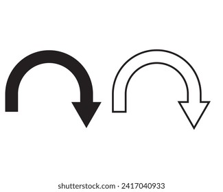 Curve Road sign, redo, undo icon vector. Line arrow vector for road sign, app, banner, poster
