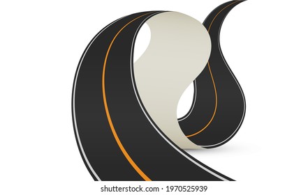 Curve road vector illustration on white background.