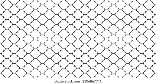 Curve and round tiles pattern. Arabesque glazed ceramic interlocking paver bricks. Ramadan backdrop textiles.