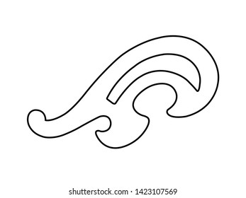 Curve Ruler for Sewing. Isolated on the white background. Vector