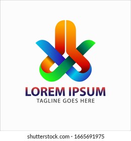 Curve shape colorful logo from a twisted line. Font style, vector design template elements for your application or corporate identity.