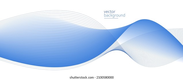 Curve shape flow vector abstract background in light blue gradient, dynamic and speed concept, futuristic technology or motion art.