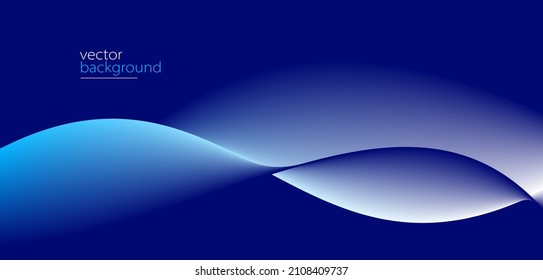 Curve shape flow vector abstract background in dark blue gradient, dynamic and speed concept, futuristic technology or motion art.