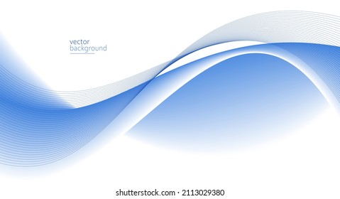 El fondo abstracto del vector de flujo de forma de curva en gradiente azul claro, concepto dinámico y de velocidad, tecnología futurista o arte de movimiento.