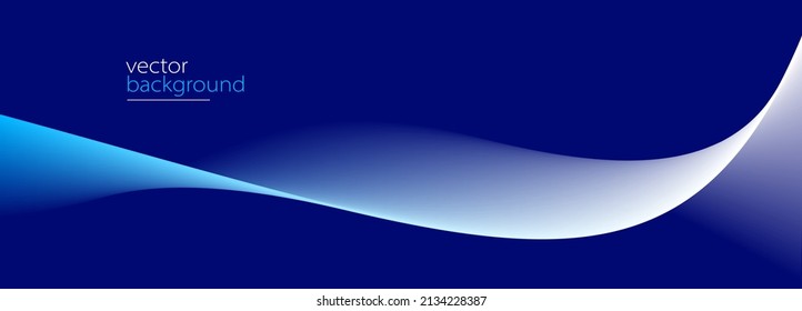 Curve shape flow vector abstract background in dark blue gradient, dynamic and speed concept, futuristic technology or motion art.