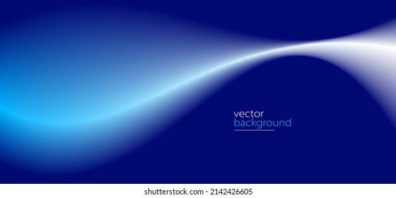 Curve shape flow vector abstract background in dark blue gradient, dynamic and speed concept, futuristic technology or motion art.