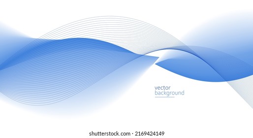 Curve shape flow vector abstract background in light blue gradient, dynamic and speed concept, futuristic technology or motion art.