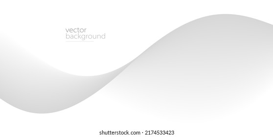 Curve shape flow vector abstract background in light grey gradient, dynamic and speed concept, futuristic technology or motion art.