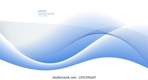 Curve shape flow vector abstract background in light blue gradient, dynamic and speed concept, futuristic technology or motion art.