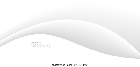 Curve shape flow vector abstract background in light grey gradient, dynamic and speed concept, futuristic technology or motion art.
