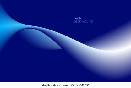 Curve shape flow vector abstract background in dark blue gradient, dynamic and speed concept, futuristic technology or motion art.
