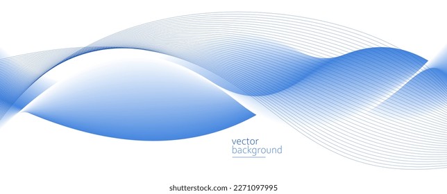 Curve shape flow vector abstract background in light blue gradient, dynamic and speed concept, futuristic technology or motion art.
