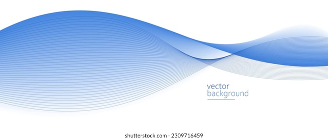 Curve shape flow vector abstract background in light blue gradient, dynamic and speed concept, futuristic technology or motion art.