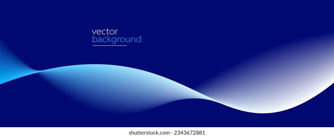 Curve shape flow vector abstract background in dark blue gradient, dynamic and speed concept, futuristic technology or motion art.