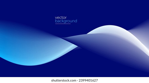 Curve shape flow vector abstract background in dark blue gradient, dynamic and speed concept, futuristic technology or motion art.