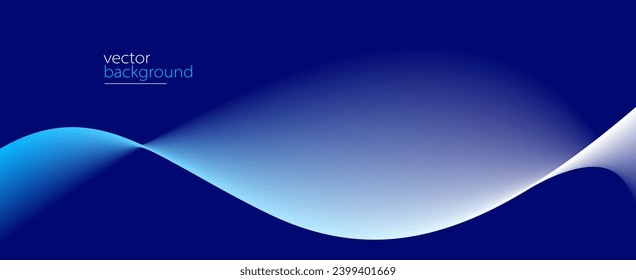 Curve shape flow vector abstract background in dark blue gradient, dynamic and speed concept, futuristic technology or motion art.