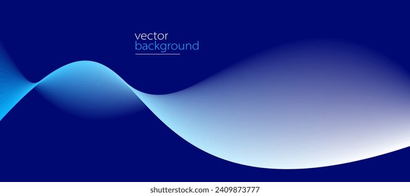 Curve shape flow vector abstract background in dark blue gradient, dynamic and speed concept, futuristic technology or motion art.