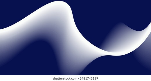 Curve shape flow vector abstract background in dark blue gradient, dynamic and speed concept, futuristic technology or motion art.
