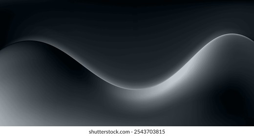 Curve shape flow vector abstract background in dark gradient, dynamic and speed concept, futuristic technology, or motion art.