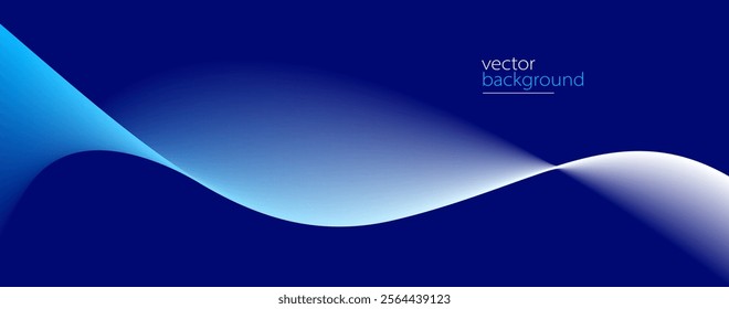 Curve shape flow vector abstract background in dark blue gradient, dynamic and speed concept, futuristic technology or motion art.
