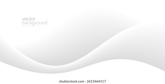 Curve shape flow vector abstract background in light grey gradient, dynamic and speed concept, futuristic technology or motion art.