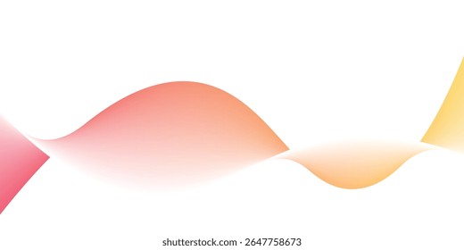 Curve shape flow vector abstract background in red and yellow gradient, motion art, 