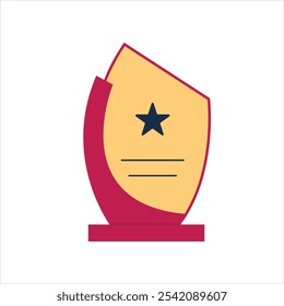 Curve Shape Momento Award Certificado design isolado no fundo branco. Logotipo do ícone do troféu de conquista. Ilustração de vetor