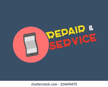 Curve smartphone icon. Vector flat repair and service design